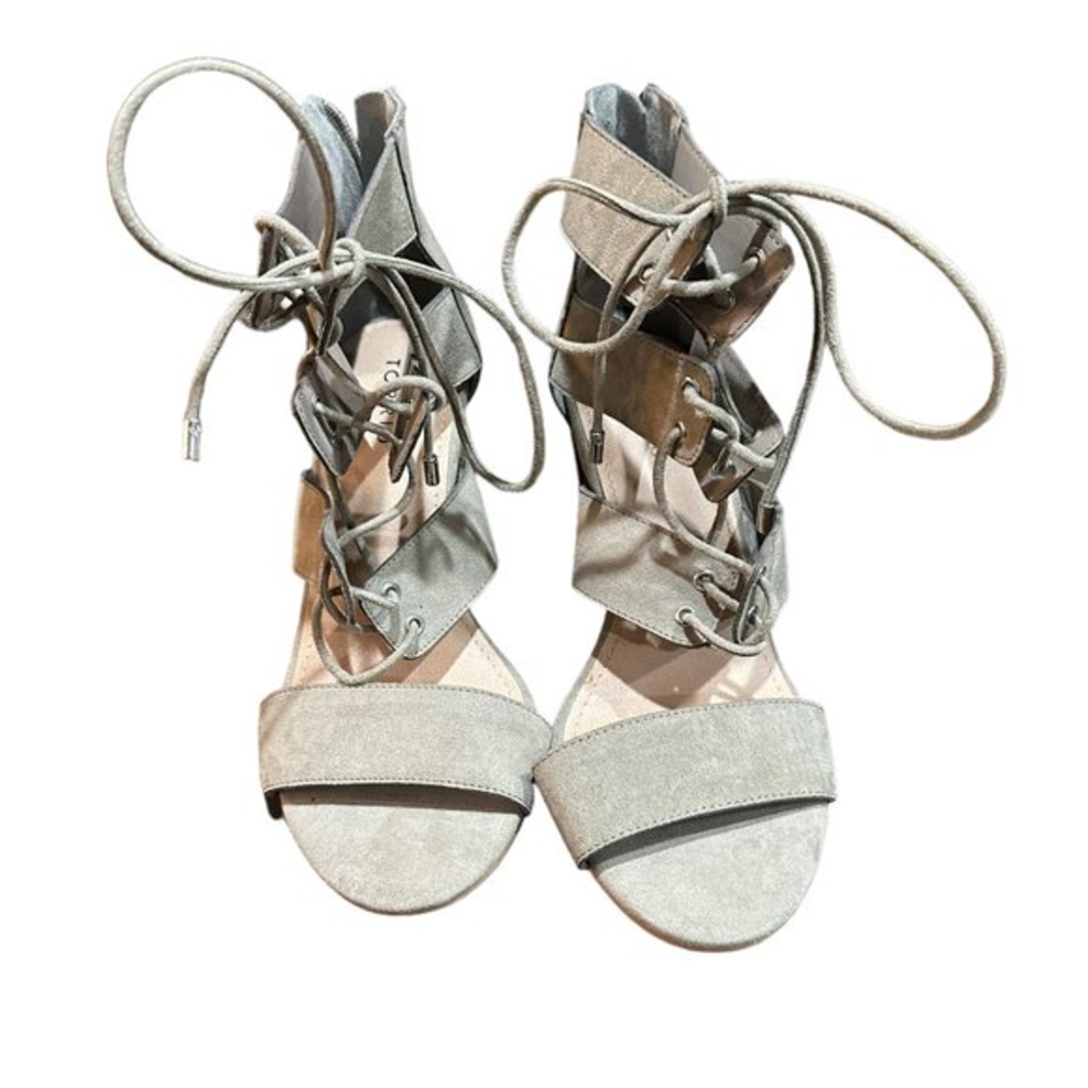 Torrid Women's Eyelet Caged Heel Taupe Size 8 Excellent‎ Condition